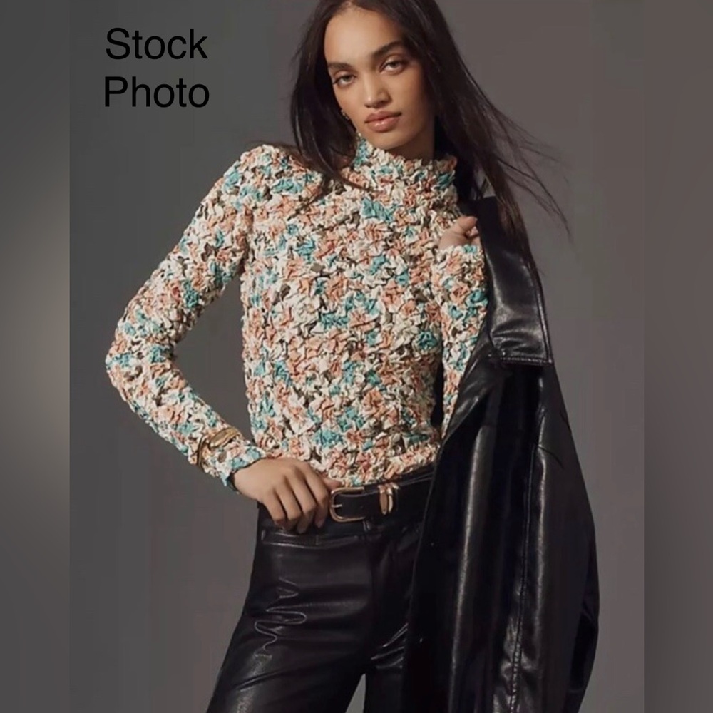 Dolan Left Coast Anthropologie Women’s Floral Popcorn Pebble Smocked Top XL #687